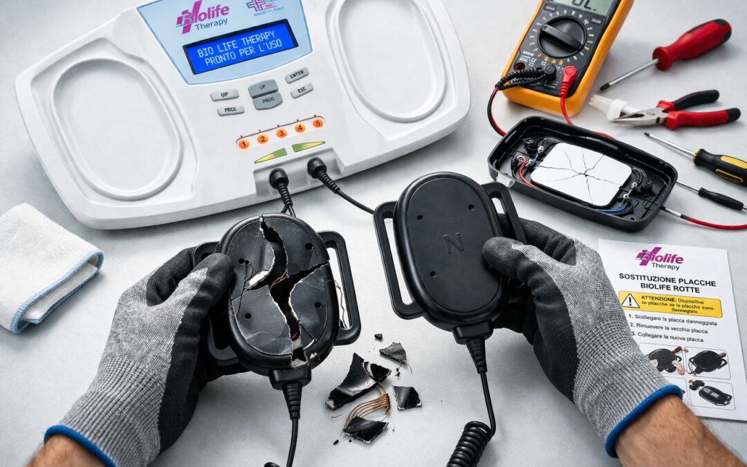 Placche Biolife rotte con crepa e sostituzione del componente nel dispositivo di magnetoterapia